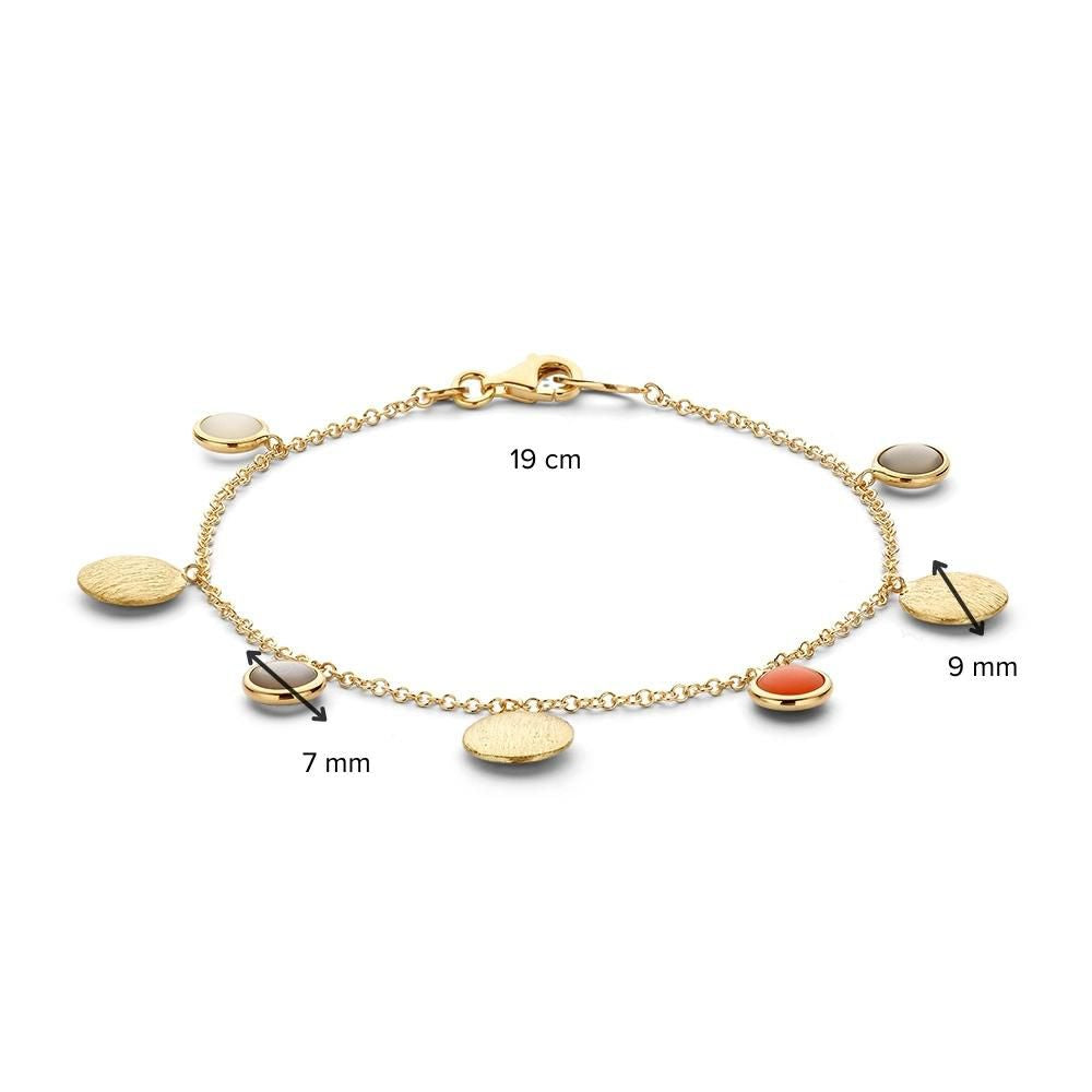 Bracelet en or jaune avec breloques en pierre de lune – 14 carats, 19 cm