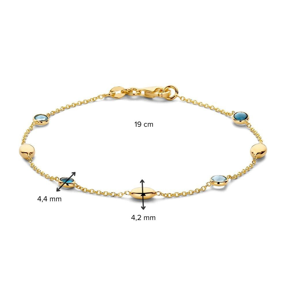 Bracelet en Or Jaune avec Topaze Bleue – 14 Carats, 19 cm