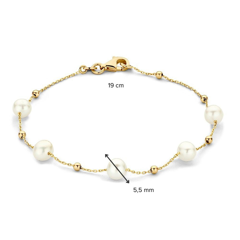 Bracelet en or jaune avec perles et billes en or – bracelet pour femme 19 cm