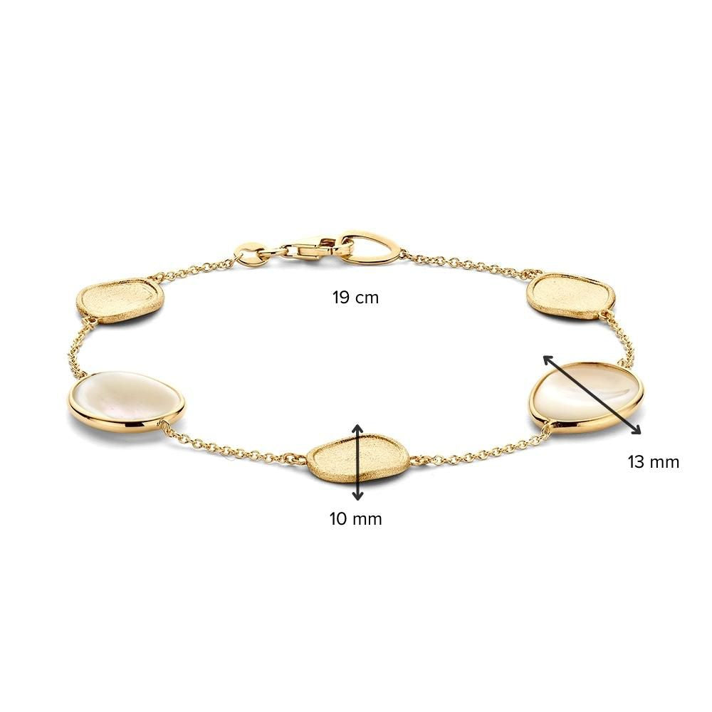 Bracelet en or jaune avec éléments en nacre et mat – bracelet pour femme 14 carats