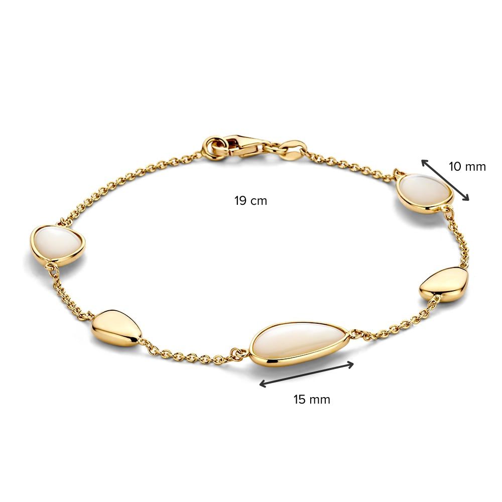 Bracelet en or jaune avec nacre et éléments en or – bracelet pour femme 19 cm