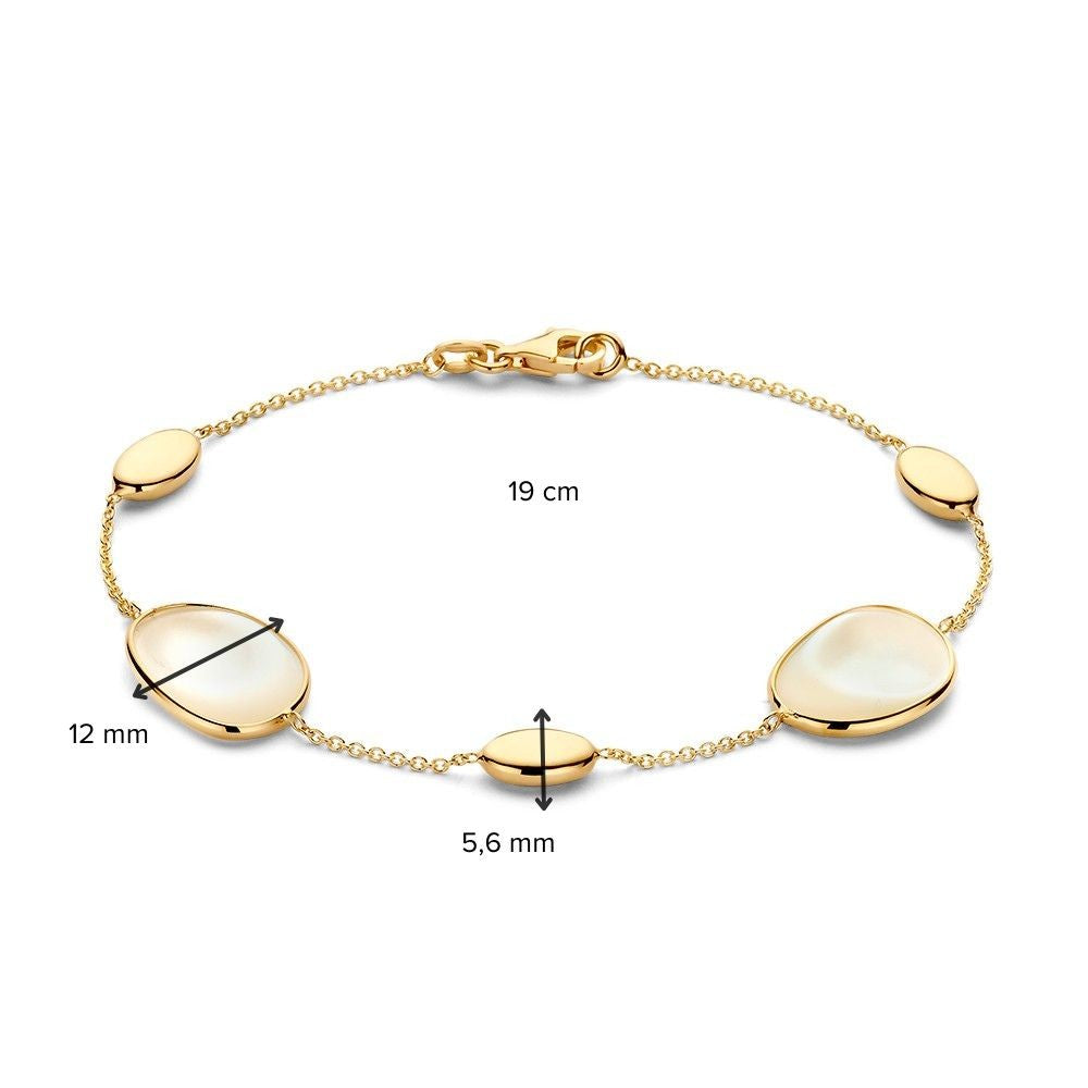 Bracelet en or jaune avec éléments en nacre – bracelet pour femme 14 carats