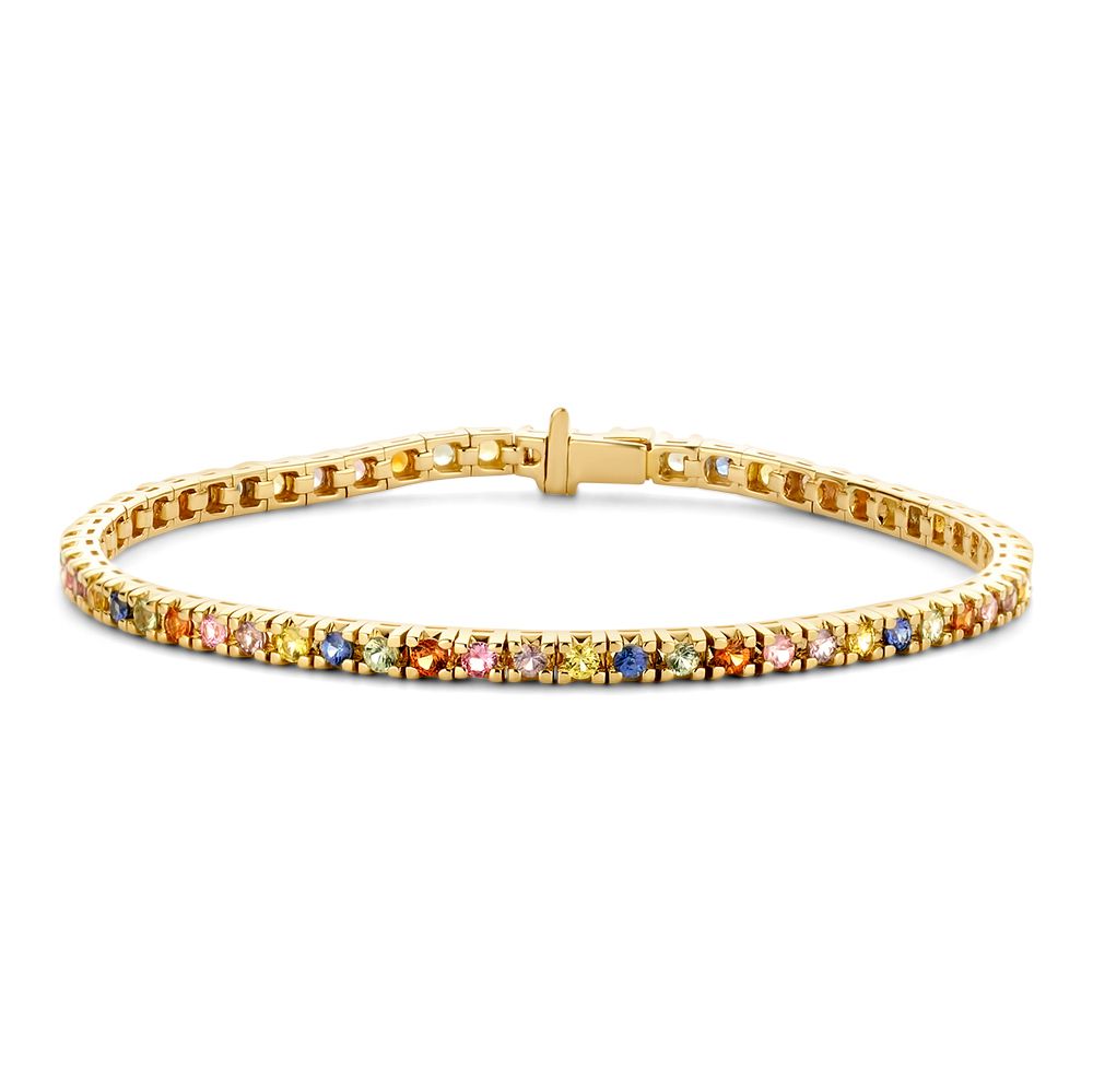 Bracelet en or jaune avec des saphirs multicolores, serti de 3,65 carats.