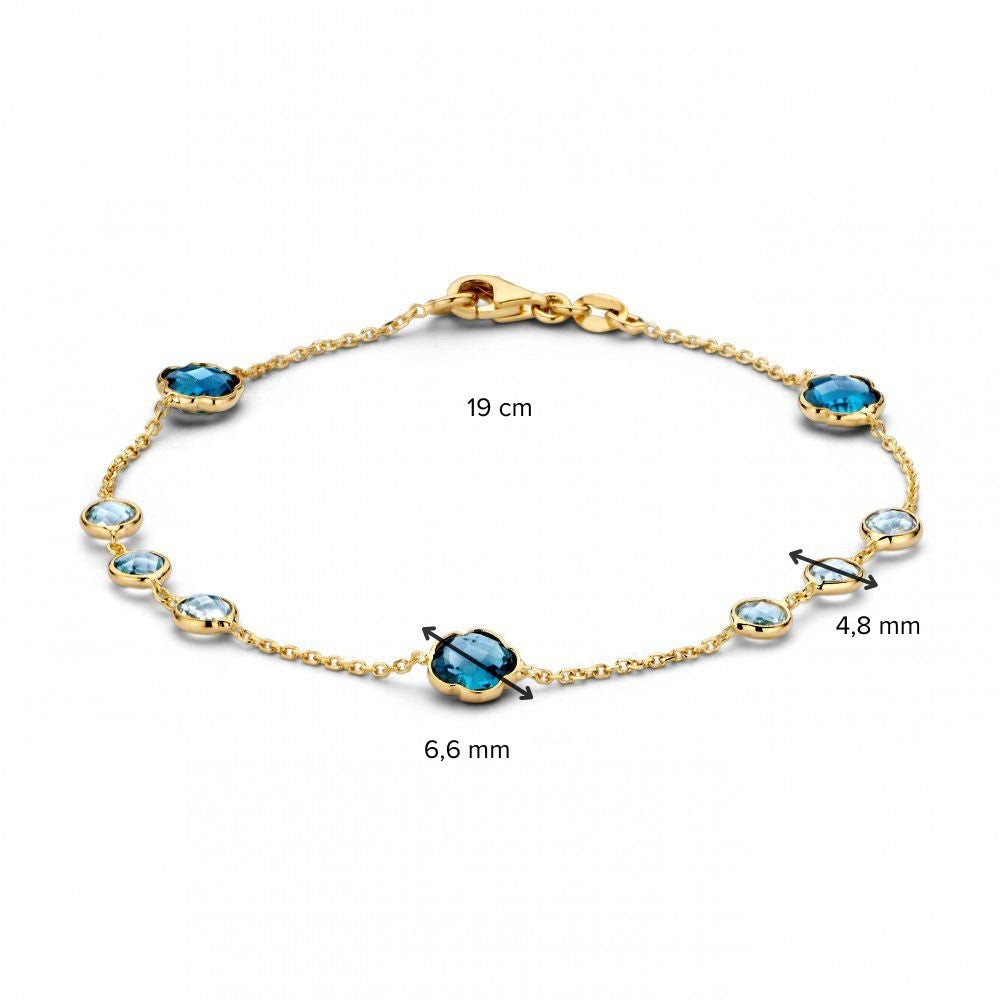 Bracelet en or jaune avec topaze – 14 carats, 19 cm de longueur – Livraison gratuite