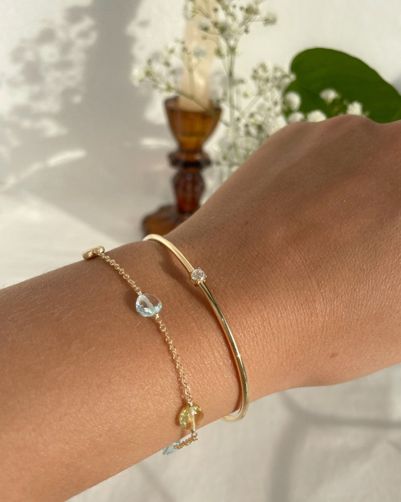 Bracelet en or jaune avec zircone – 14 carats pour femme 19 cm