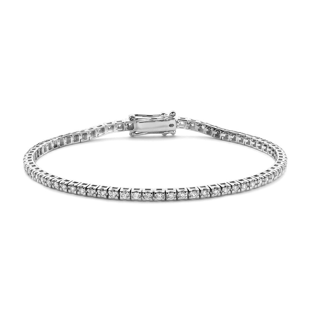 Bracelet en or blanc avec diamants de 0,95 ct, design élégant et finition brillante.