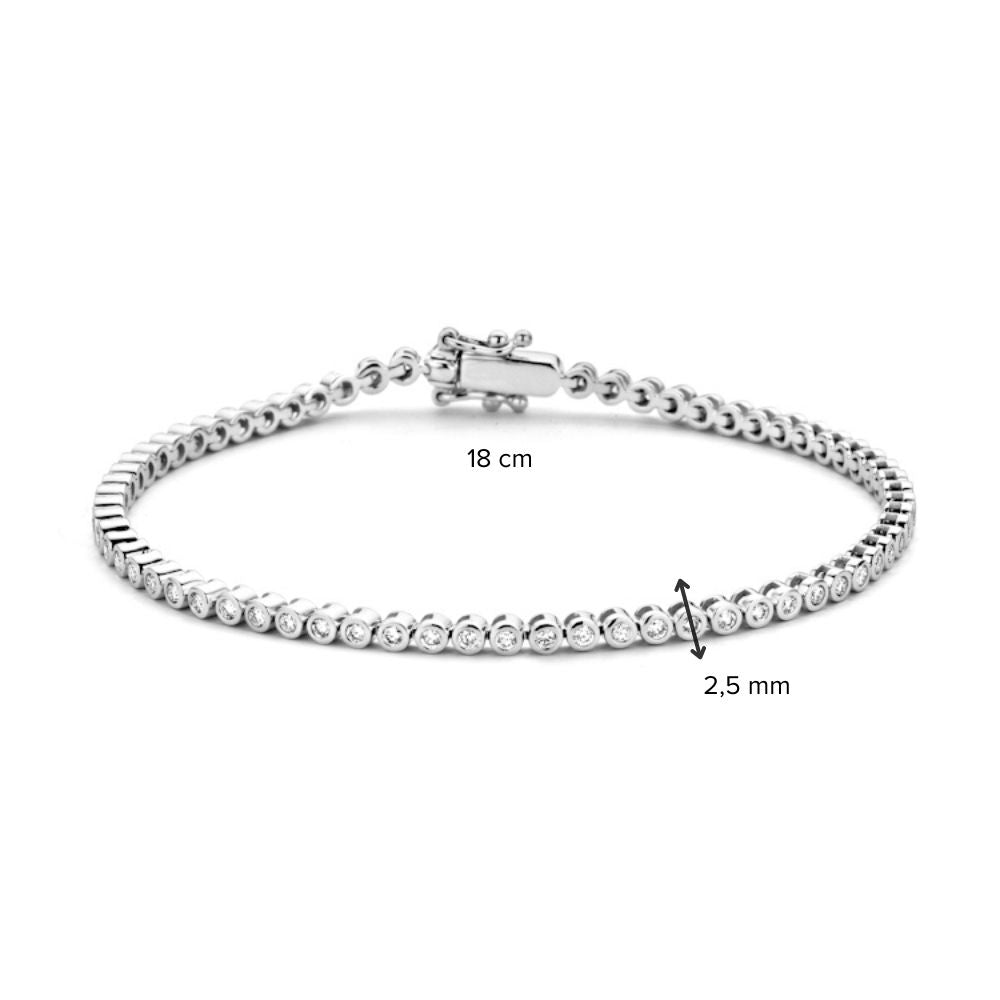 Bracelet de tennis en or blanc avec 69 diamants – 1,02 ct, 14 carats