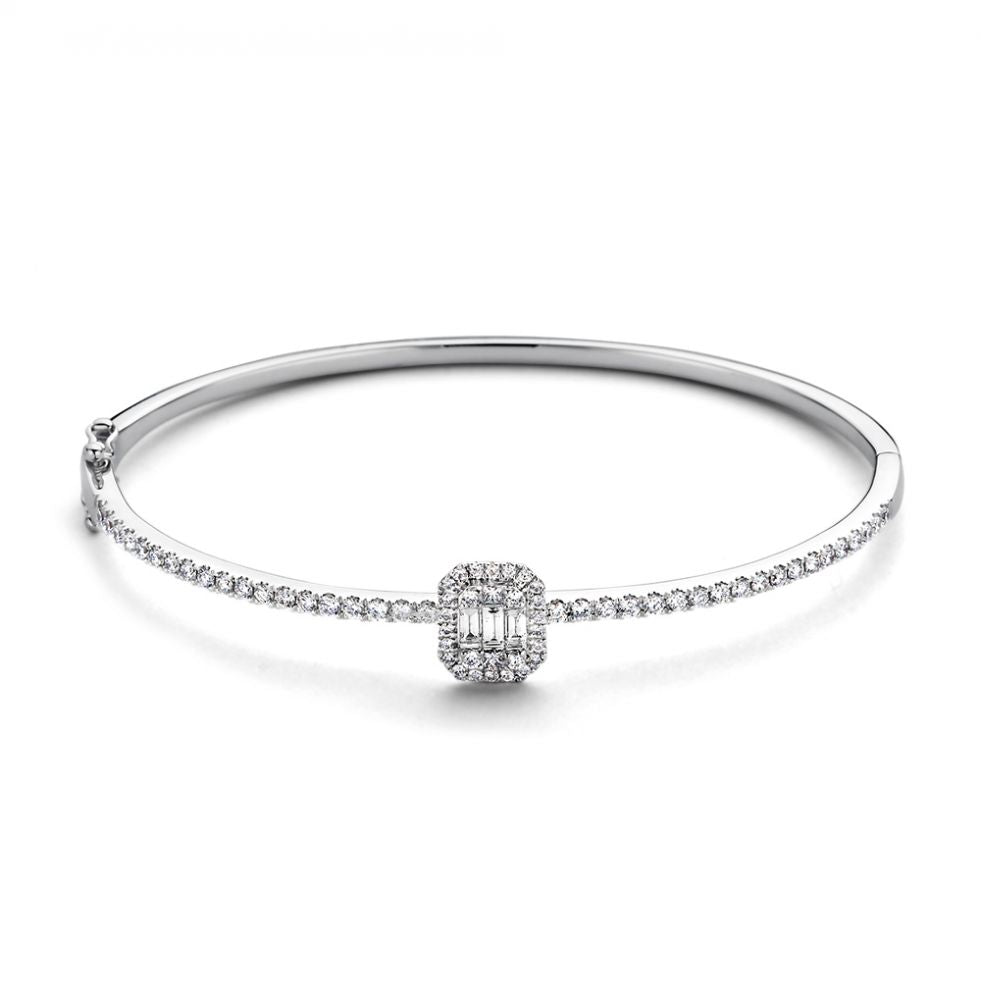 Bracelet en or blanc avec diamants – 1,18 ct taille baguette, 14 carats.