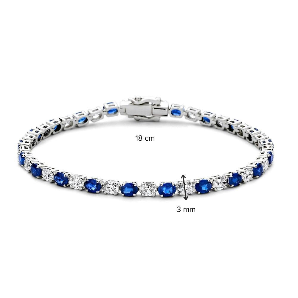 Bracelet en Or Blanc de Luxe avec Diamants et Saphirs Bleus – 14 Carats, 3.05 crt