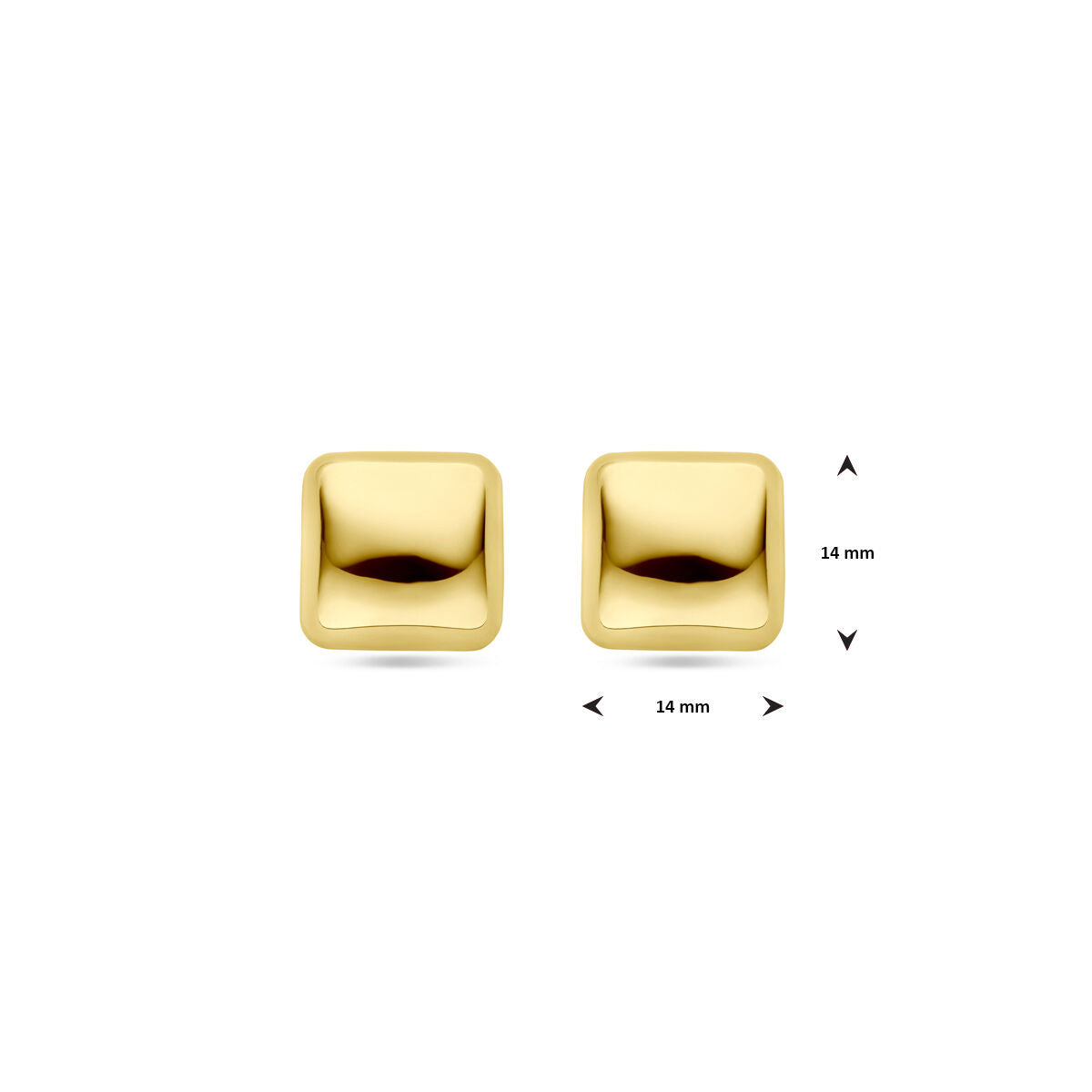 puces d'oreilles 14 mm 1 micron argent plaqué or (jaune)
