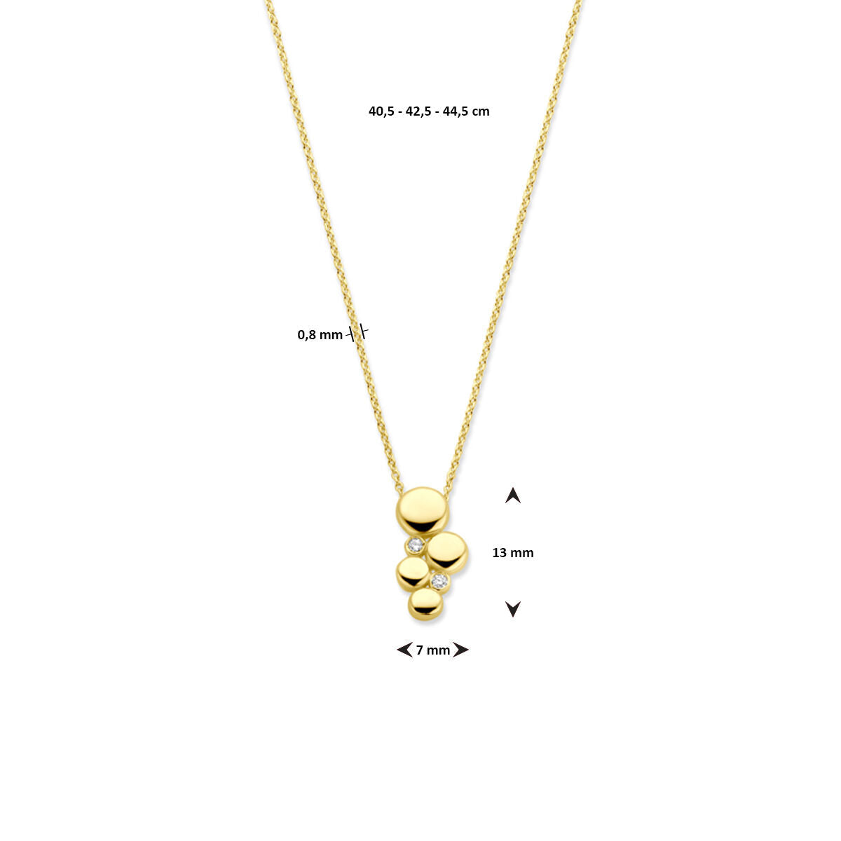 collier diamant 0.02ct h si 40,5 - 42,5 - 44,5 cm or jaune 14K