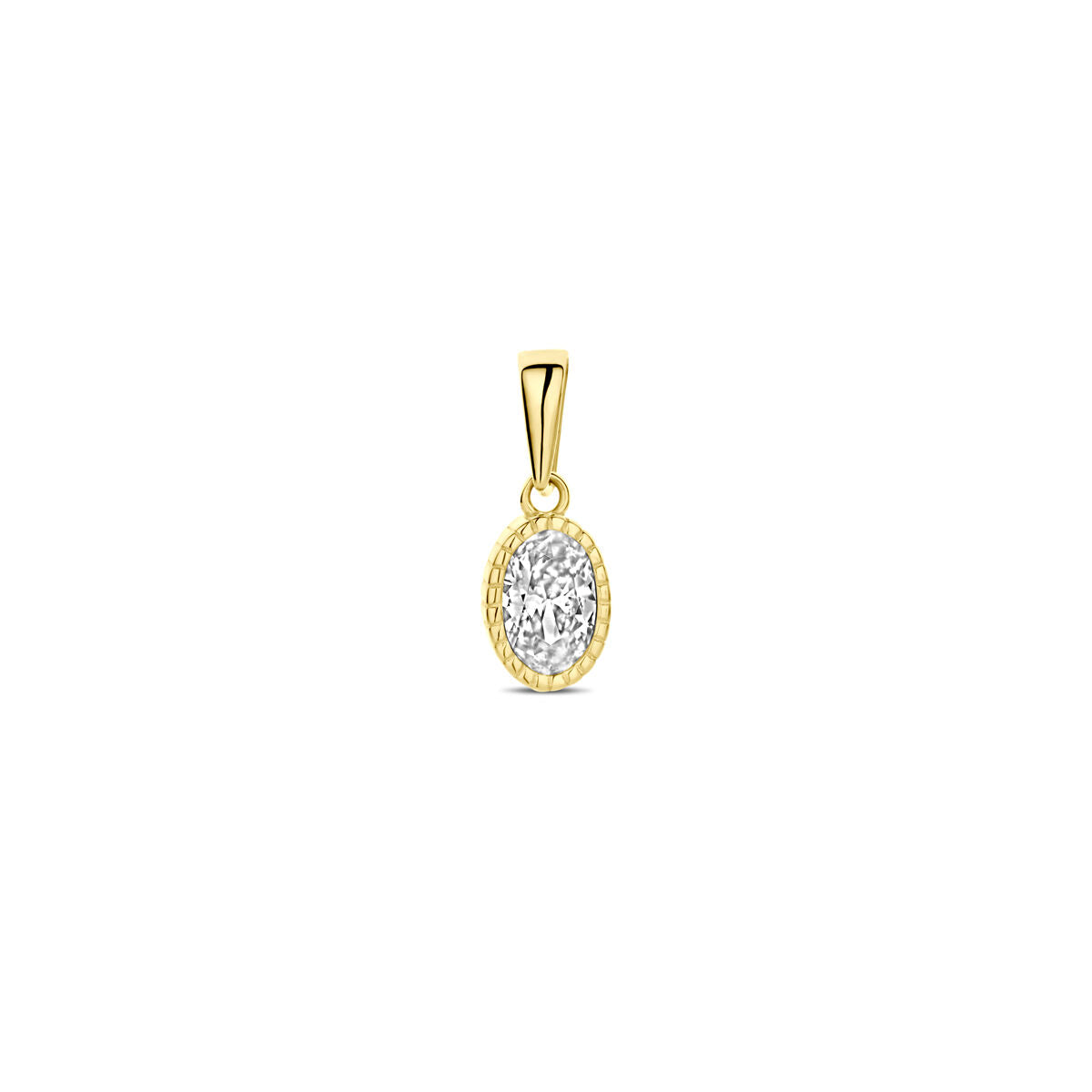 pendentif en or jaune 14K avec zircone, forme ovale de 13,5 mm.