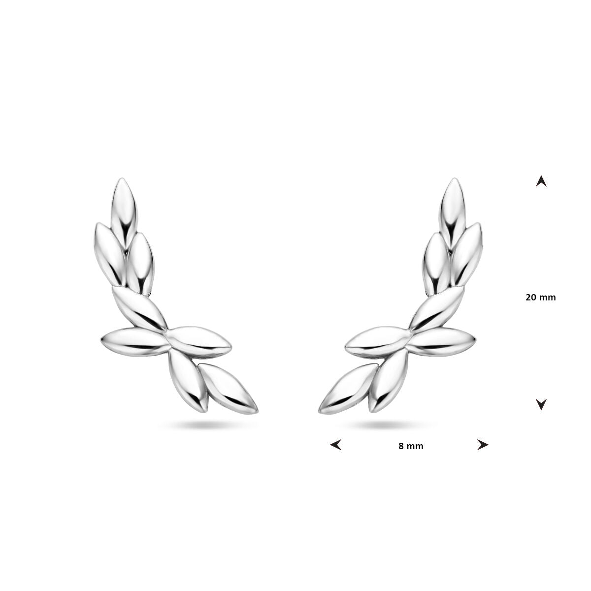 Collection Van der Kooij - puces d'oreilles 20 mm argent rhodié