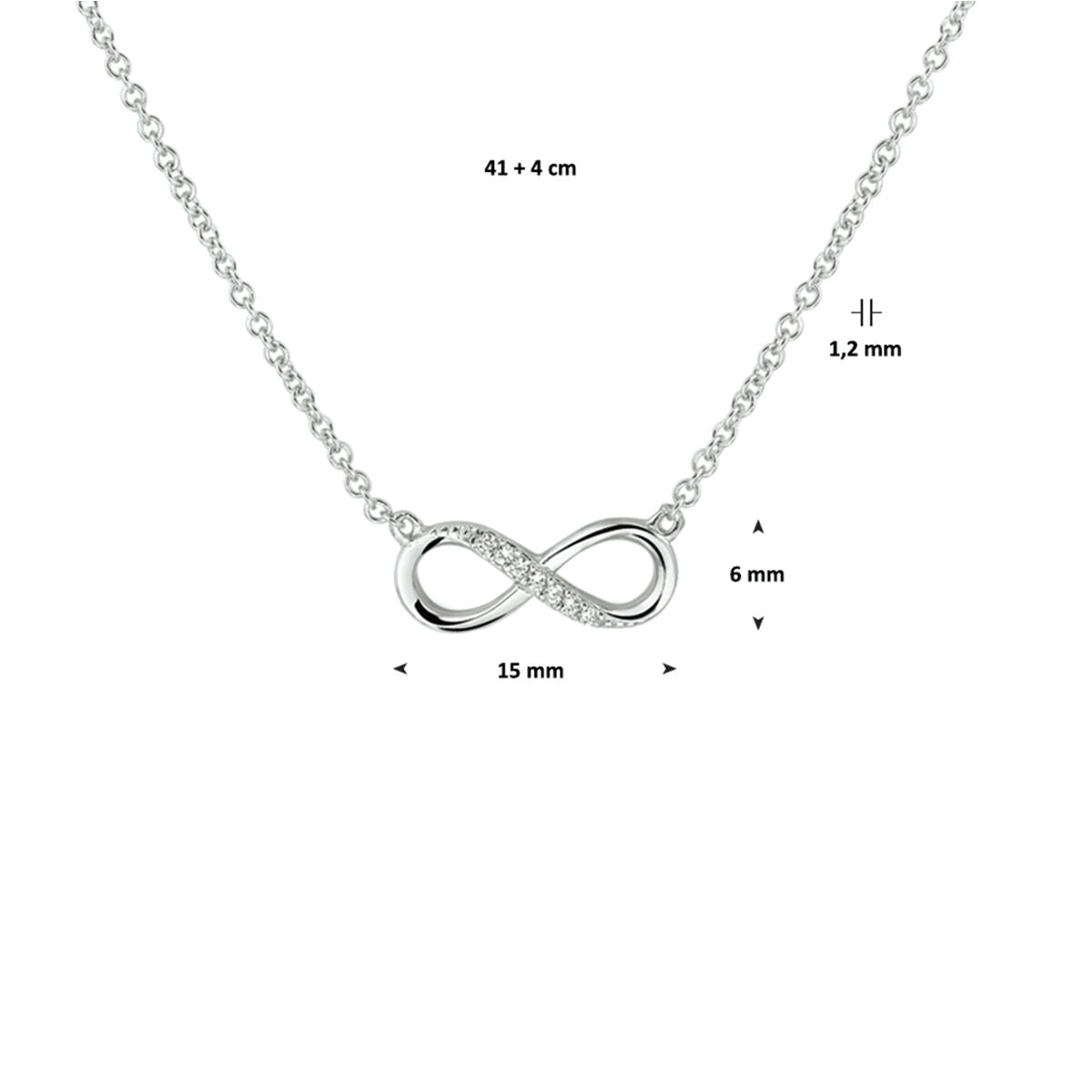 collier infinity zircone 41 + 4 cm argent rhodié