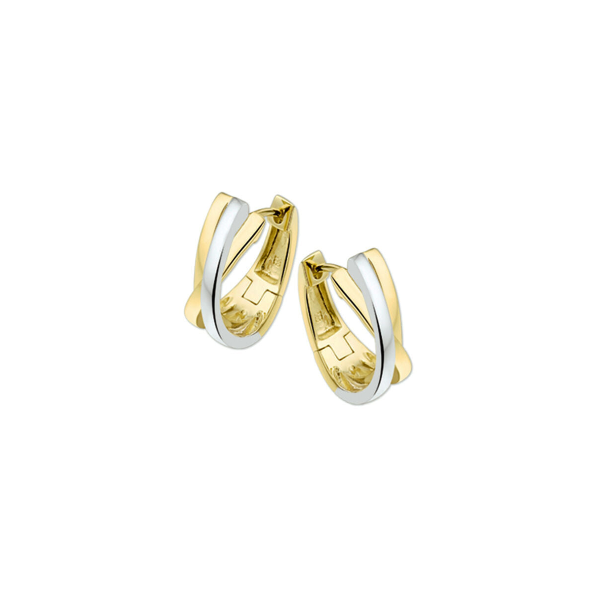 créoles 14K or bicolore jaune/blanc