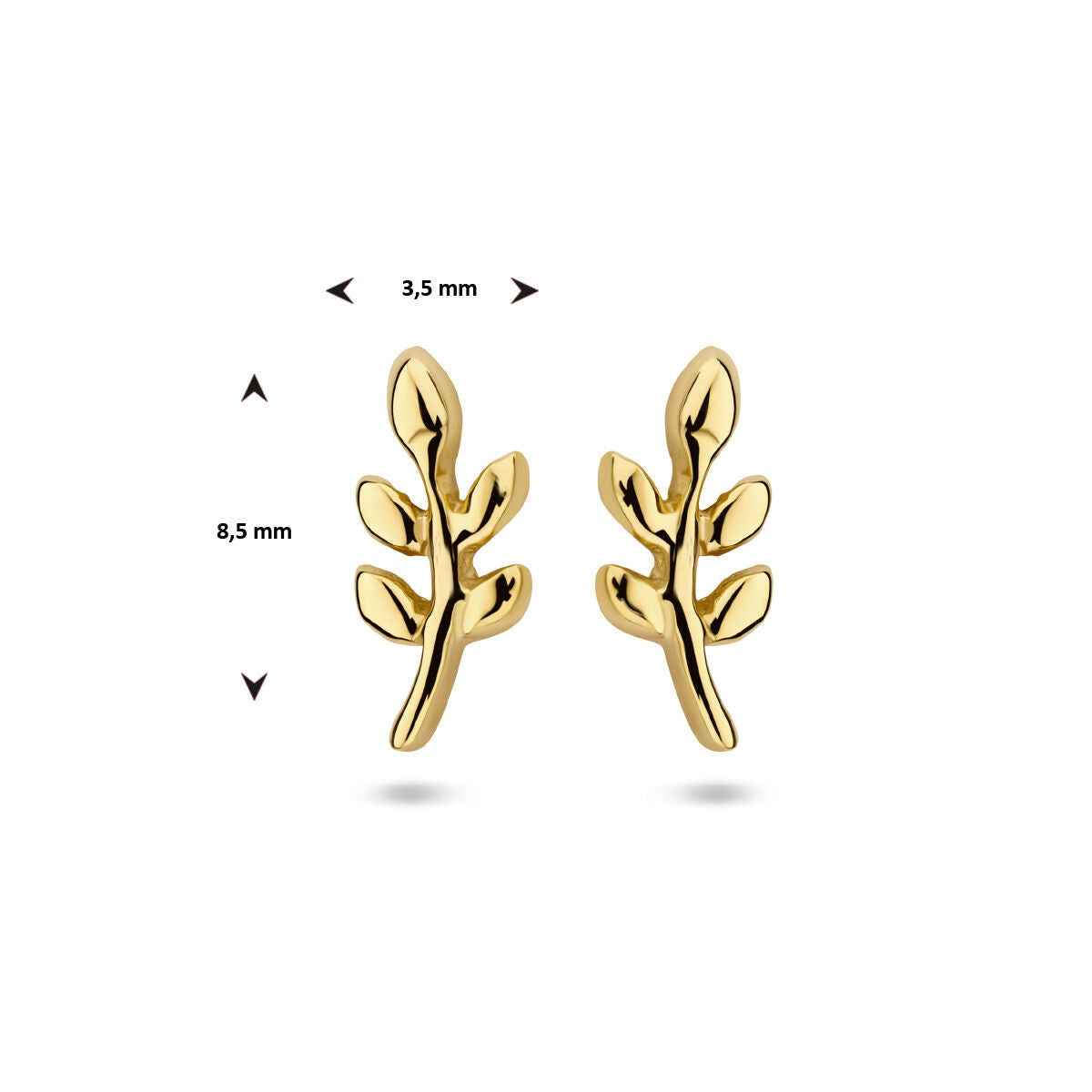 puces d'oreilles feuille 1 micron argent plaqué or (jaune)