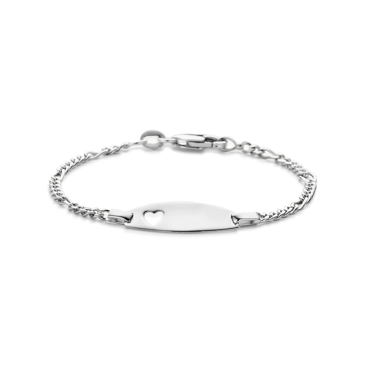 Zilveren graveerarmband met hartje, verstelbare lengte van 11 tot 13 cm en een fijne schakelketting.