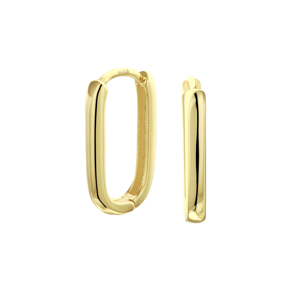 Boucles d'oreilles en argent doré, forme de clip en papier, finition lisse et brillante.