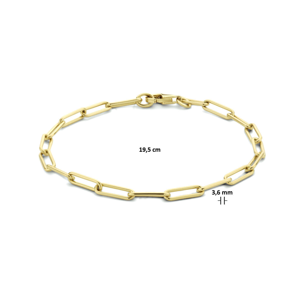 Bracelet en or pour femme paperclip ronde massif 14K