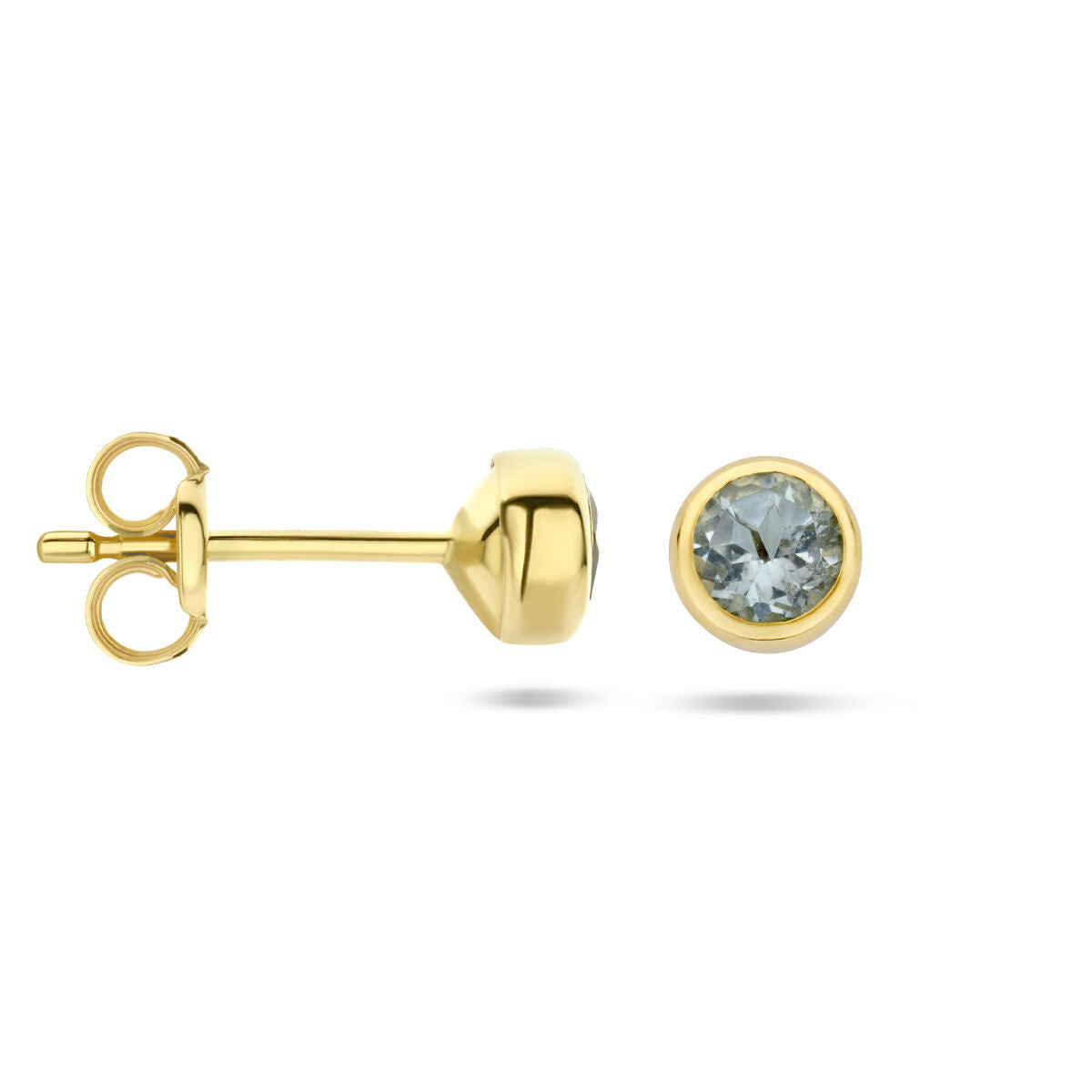 puces d'oreilles topaze bleue 14K or jaune