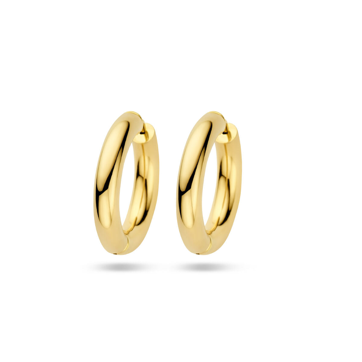 Boucles d'oreilles en or jaune 14K, en forme de tube rond de 4,0 mm.