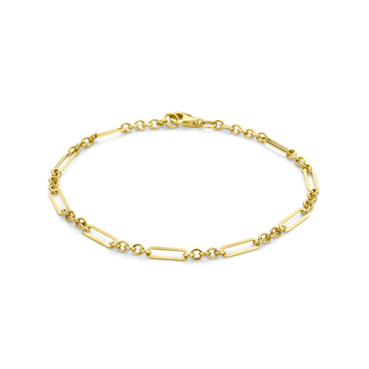 Bracelet doré en or 14 carats avec maillons allongés.