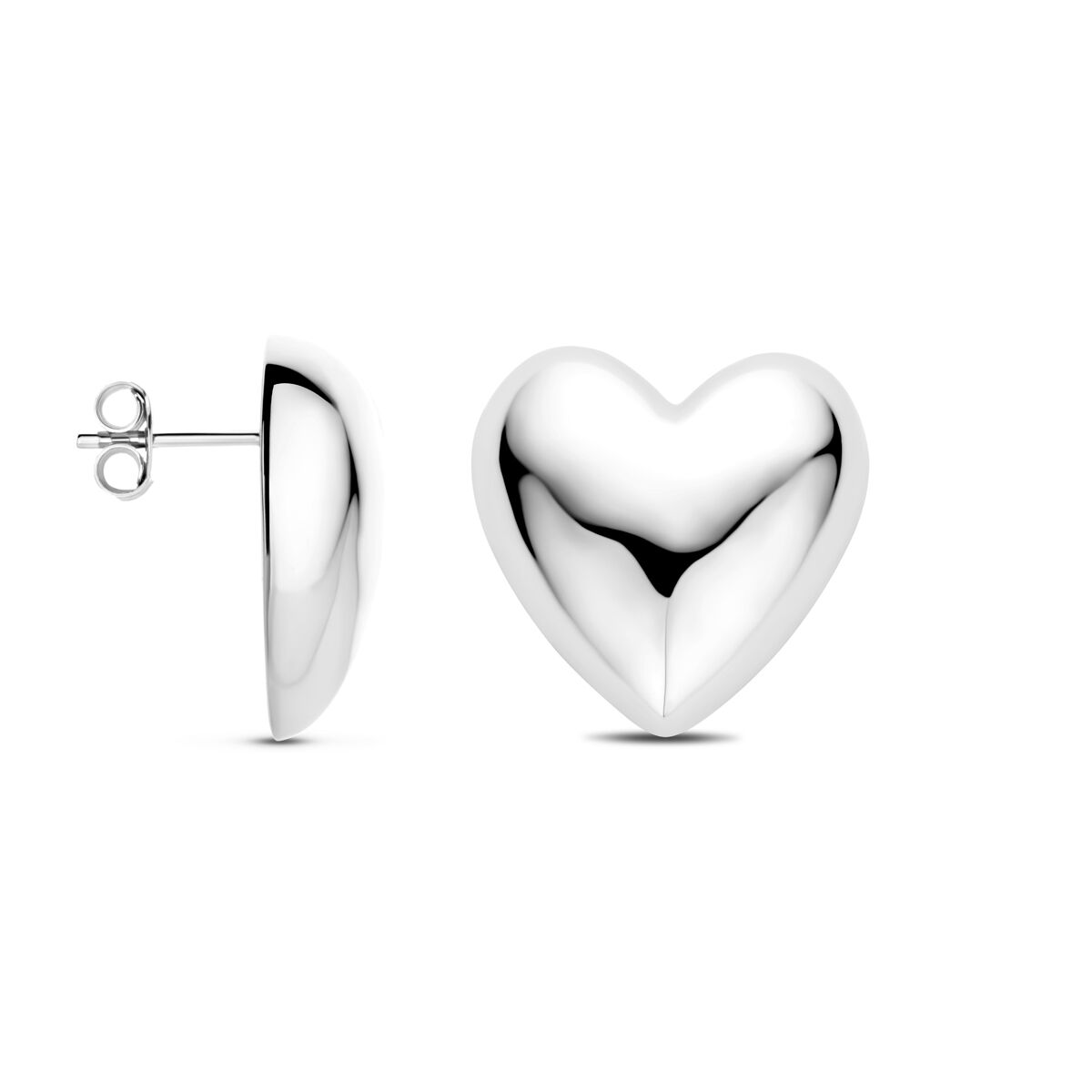 puces d'oreilles cœur 20 mm argent rhodié