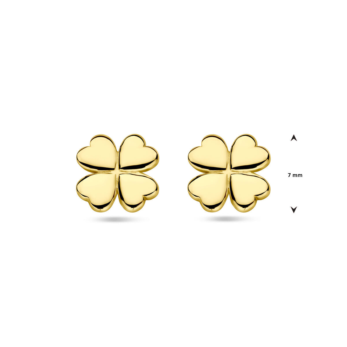 puces d'oreilles trèfle 7 mm or jaune