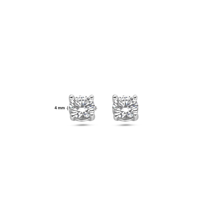 oorknoppen zirkonia zilver gerhodineerd