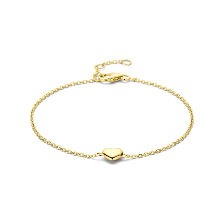 armband hartje 16,5 - 17,5 - 18,5 cm 3 micron zilver verguld (geel)