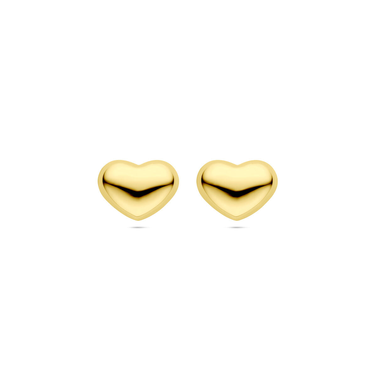 puces d'oreilles cœur 13 mm argent plaqué or (jaune)