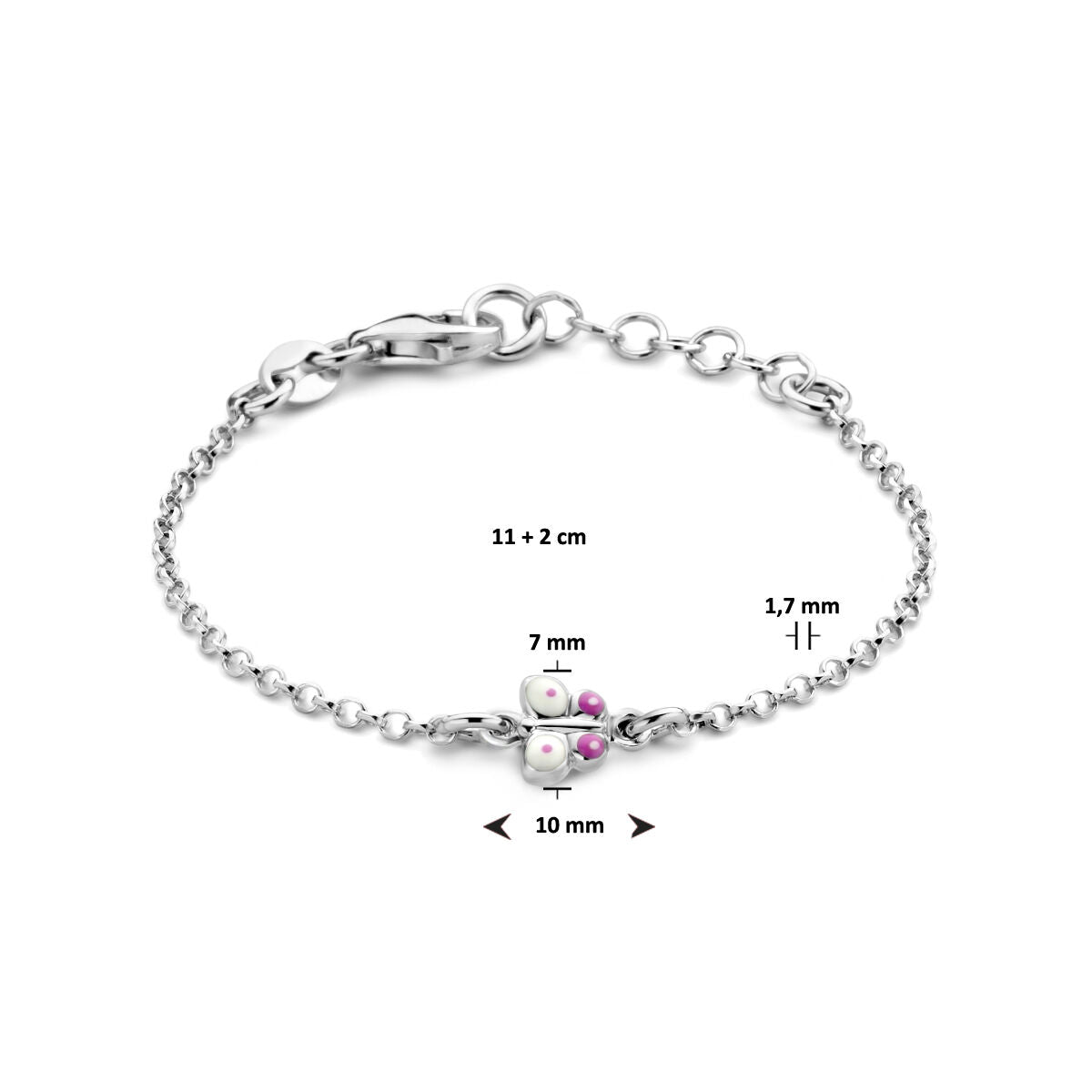 bracelet papillon 11 + 2 cm argent rhodié