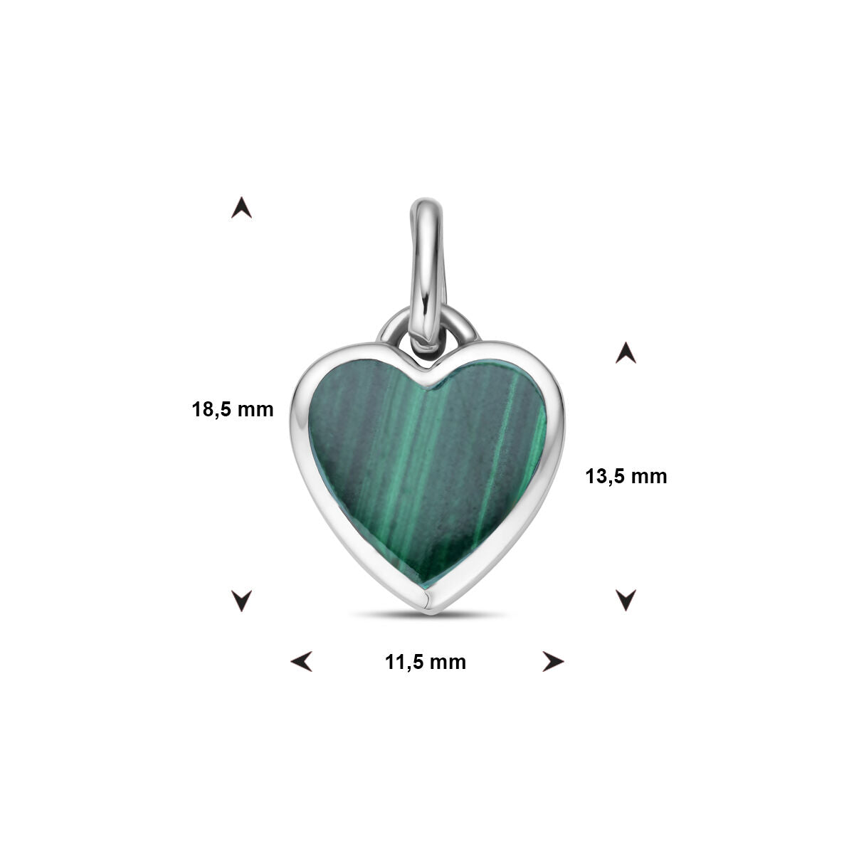 pendentif cœur malachite argent rhodié