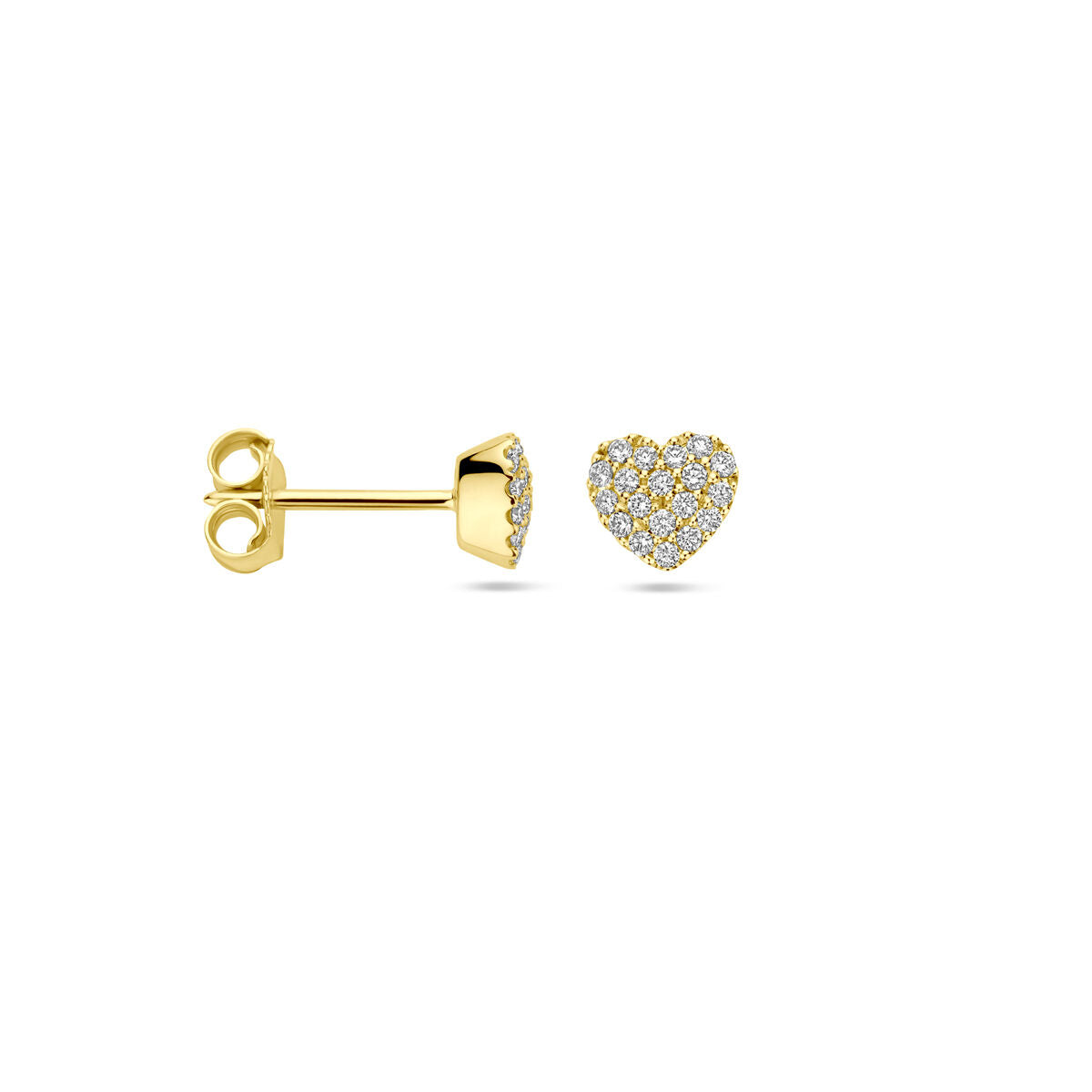 puces d'oreilles cœur diamant 0.18ct (2x 0.09ct) h si 5,5 mm or jaune 14K