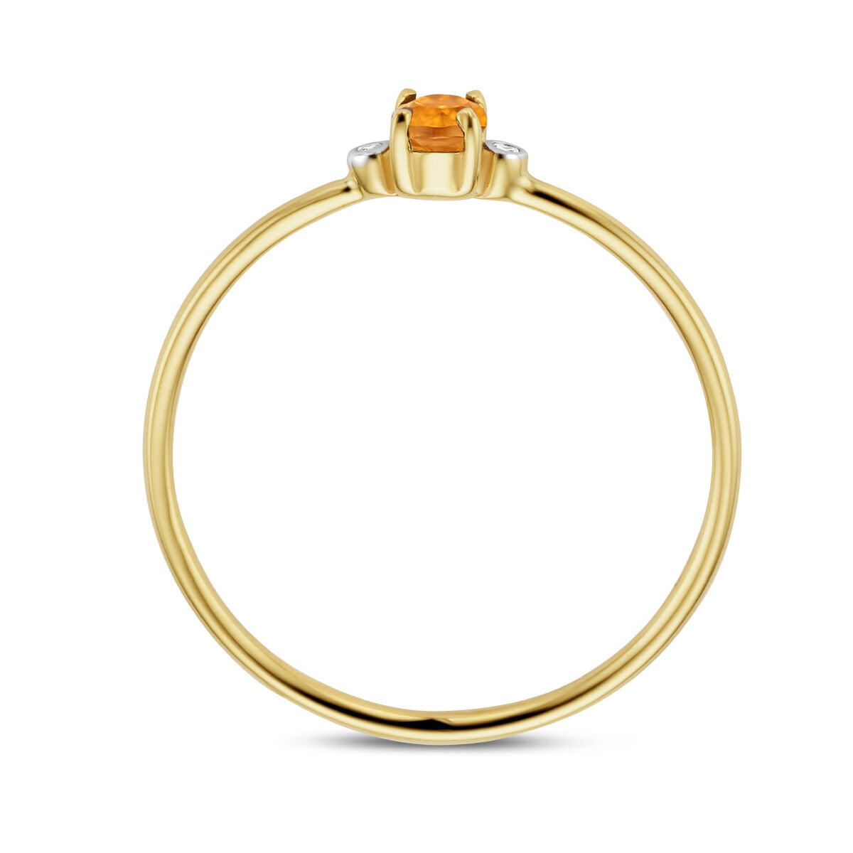 bague trilogie citrine et diamant 0.006ct h p1 or jaune 14K