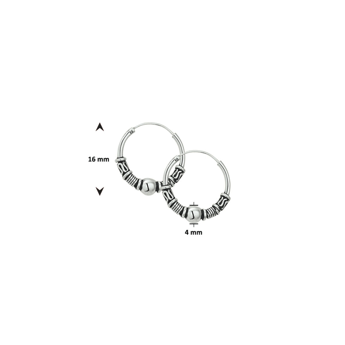 créoles oxi bali argent oxydé