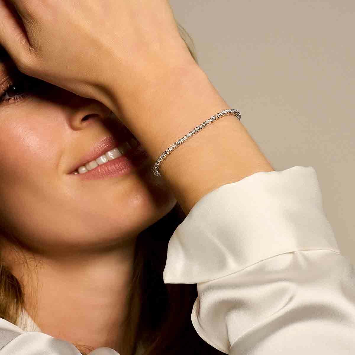 bracelet de tennis diamant 1.00ct h si 2,0 mm 17,5 cm or jaune 14K