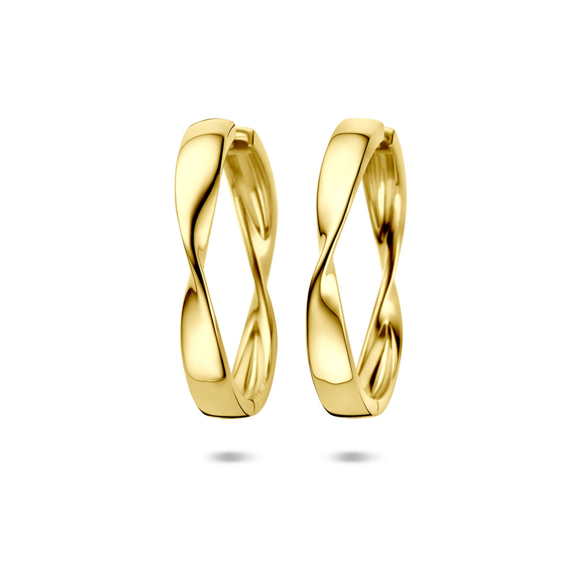 Boucles d'oreilles en argent doré, de forme torsadée, mesurant 40 x 5,5 mm.