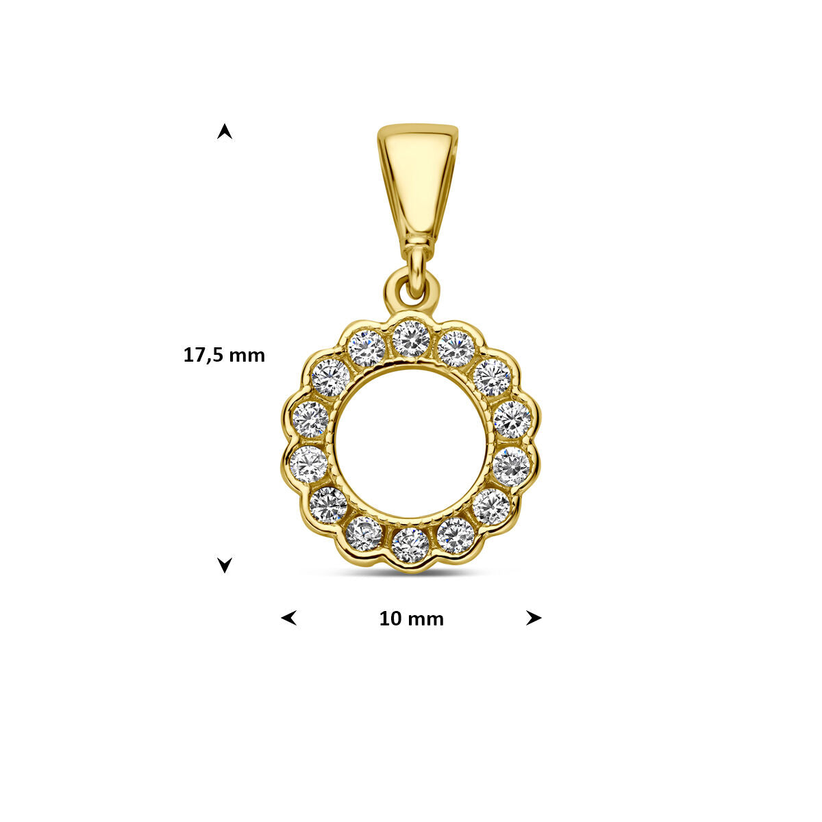 Collier en or jaune 9k avec pendentif zircone rond