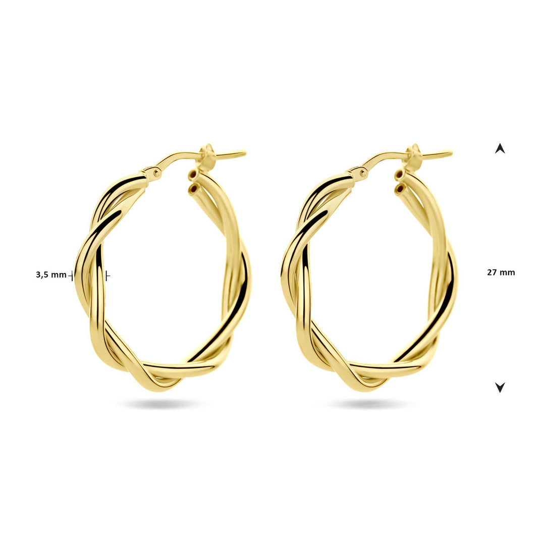oorringen 3,5 mm gedraaide buis 1 micron zilver verguld (geel)