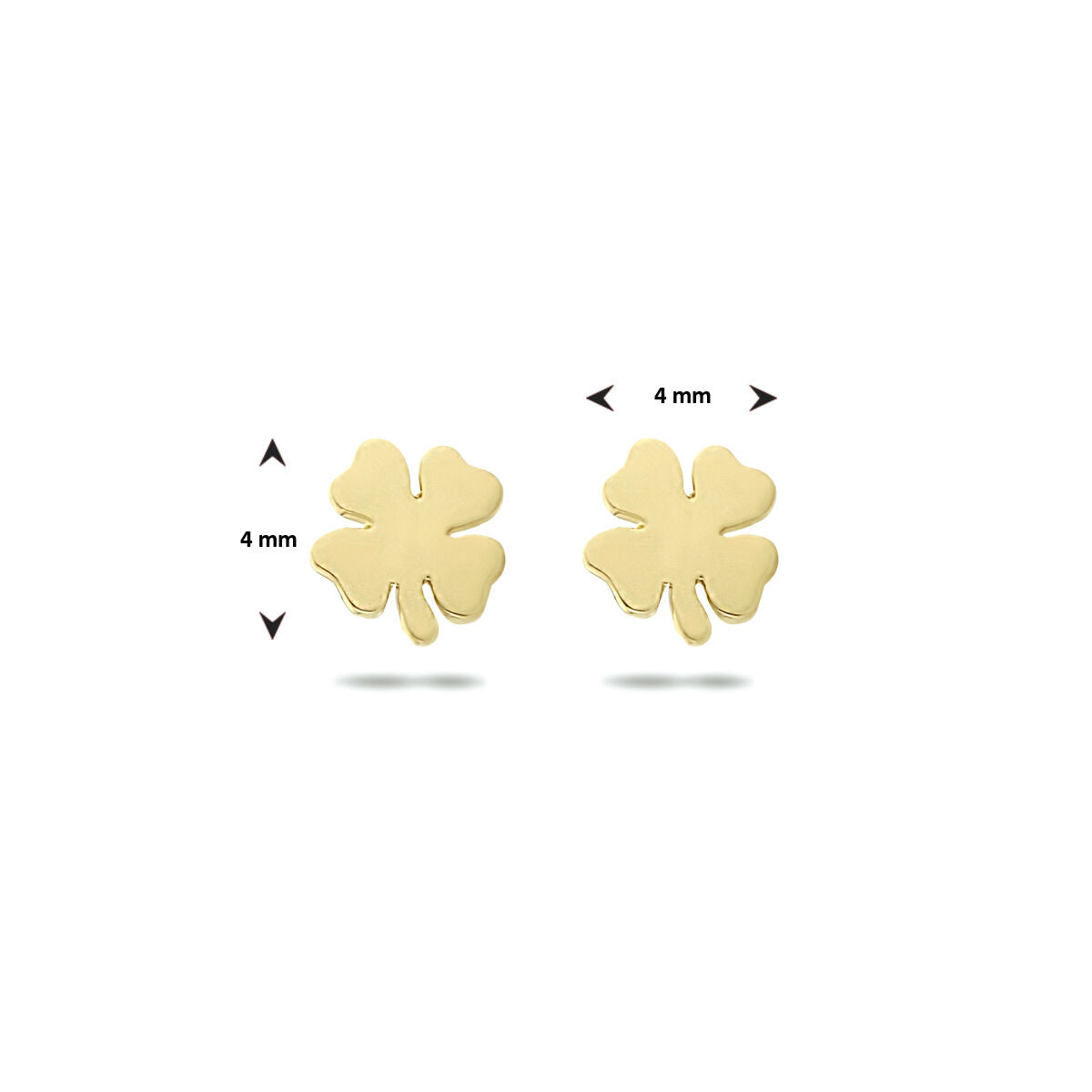 puces d'oreilles trèfle 14K or jaune
