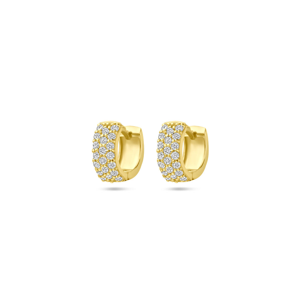Boucles d'oreilles en or jaune 14K, serties de diamants de 0,40 ct, forme arrondie.