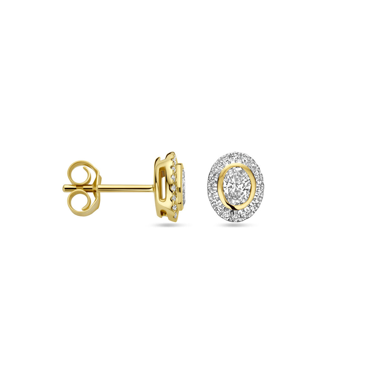 puces d'oreilles diamant 0.50ct (2x 0.25ct) h si 7,5 mm or jaune 14K
