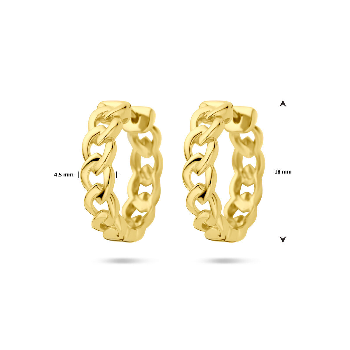 créoles motif maille 18mm 1 micron argent plaqué or (jaune)