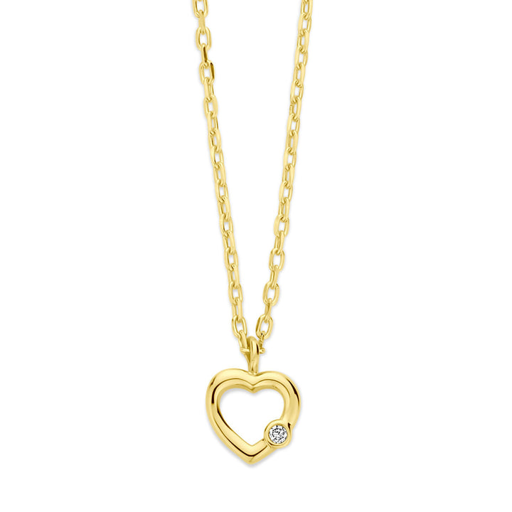 Gouden dames ketting hart en diamant 14K
