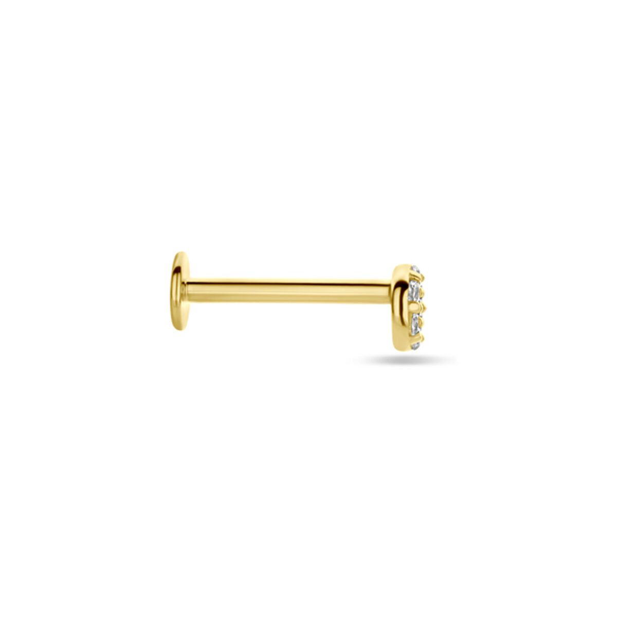 piercing à dos plat zircone 3,5 mm or jaune 14K