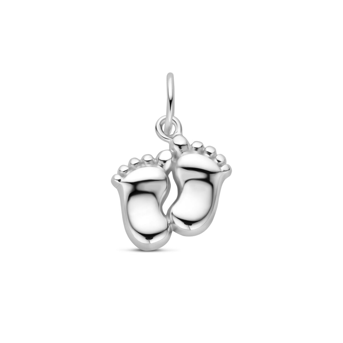 pendentif en forme de petits pieds en argent rhodié de 16 mm.