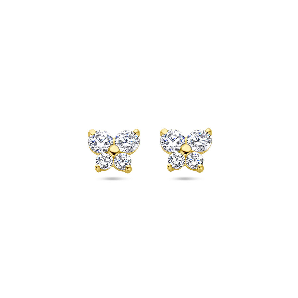 Boucles d'oreilles en forme de papillon en or jaune 14K avec zircones.