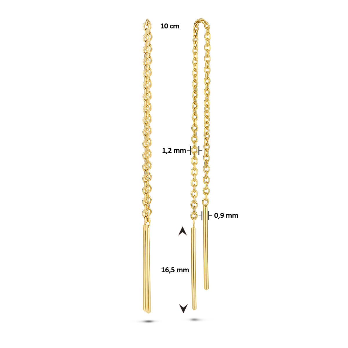 boucles d'oreilles à tige 1 micron argent plaqué or (jaune)