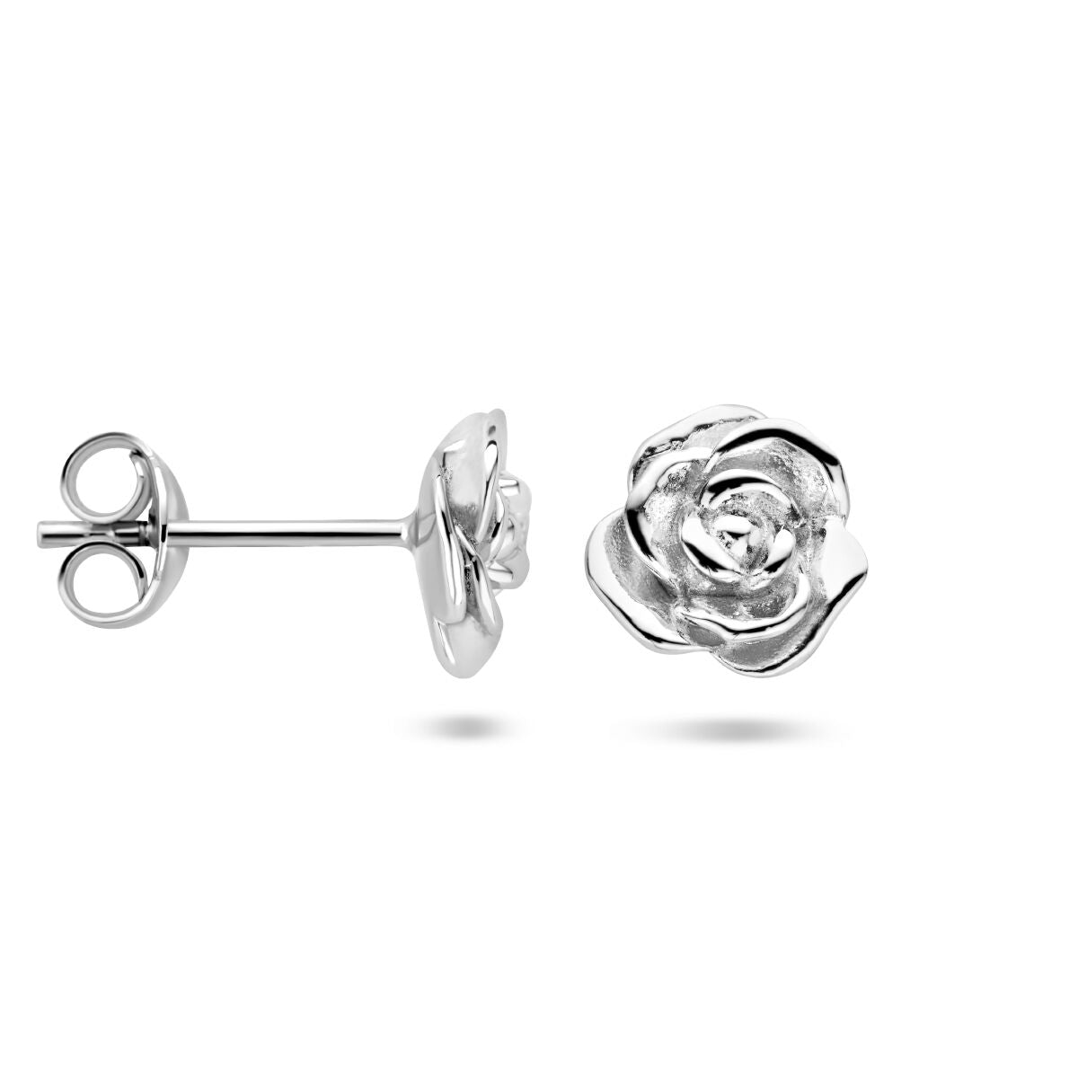 puces d'oreilles rose argent rhodié